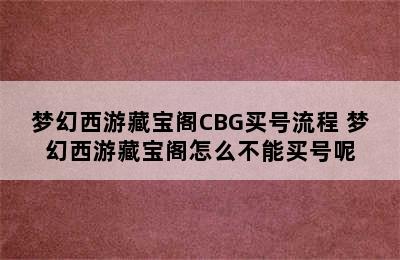 梦幻西游藏宝阁CBG买号流程 梦幻西游藏宝阁怎么不能买号呢